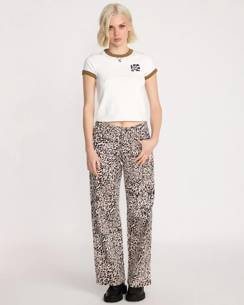 Volcom Womens' Stoned Boyfriend Lowrise Jeans Animal Print B1932503_ANM - Image 5