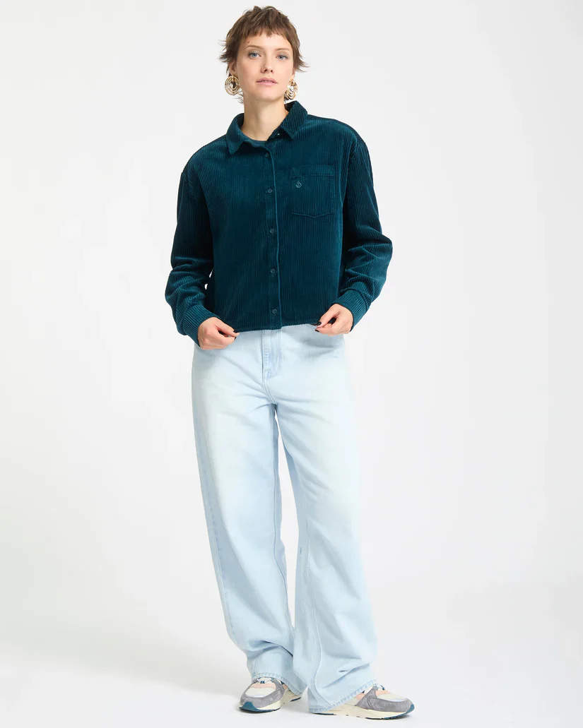 Volcom Womens' Weellow Corduroy Shirt Emerald Green B0532404_EMG - Image 5