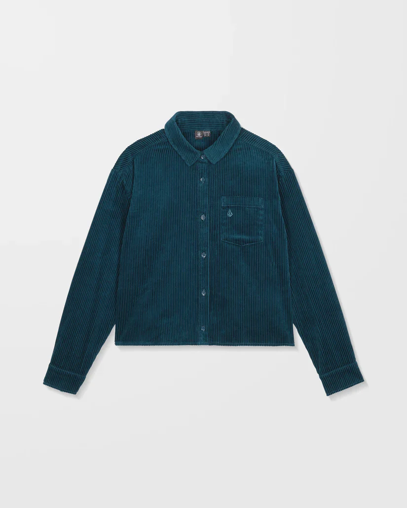 Volcom Womens' Weellow Corduroy Shirt Emerald Green B0532404_EMG - Image 6