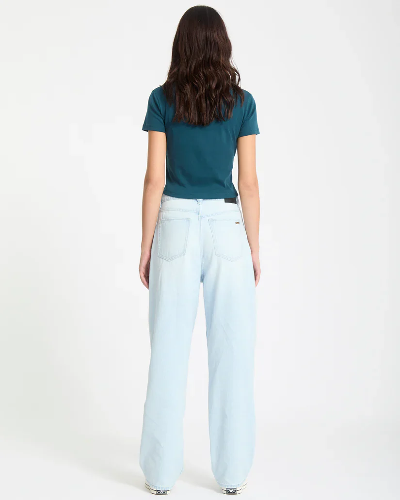 Volcom Women's Weellow II Denim Pants Bleached Aqua B1932505-BLA - Image 2