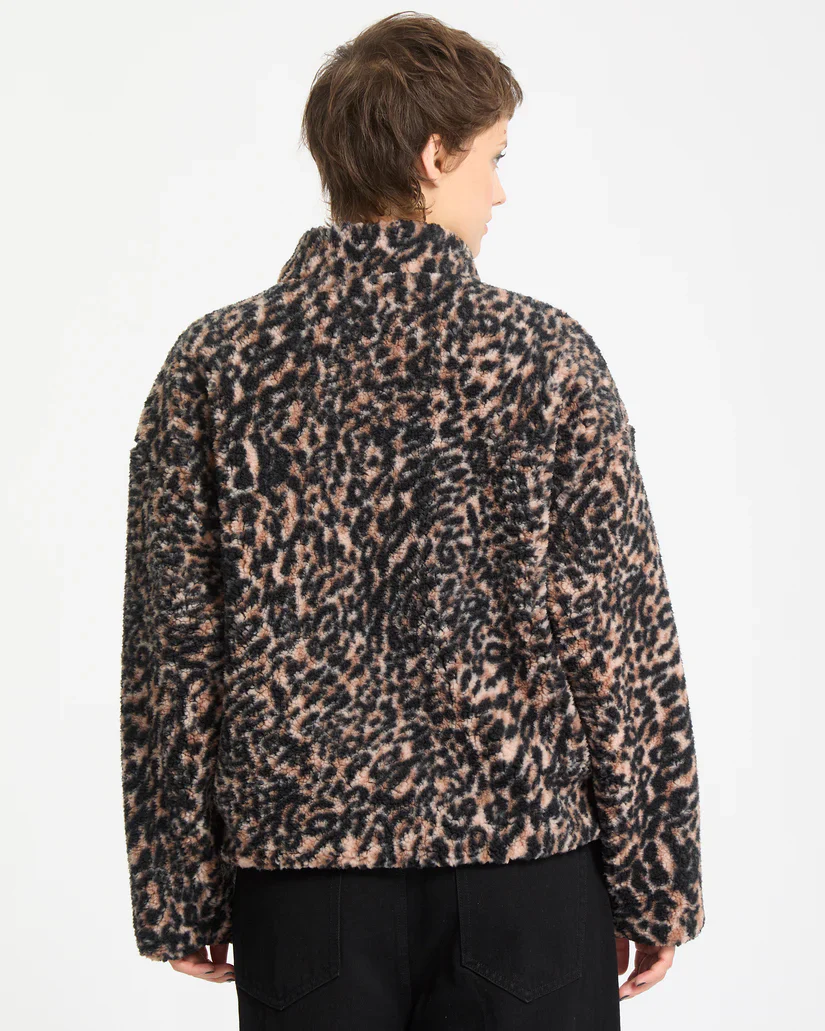 Volcom Women's Wylding Out Zip Sherpa Fleece Animal Print B4832502-ANM - Image 2