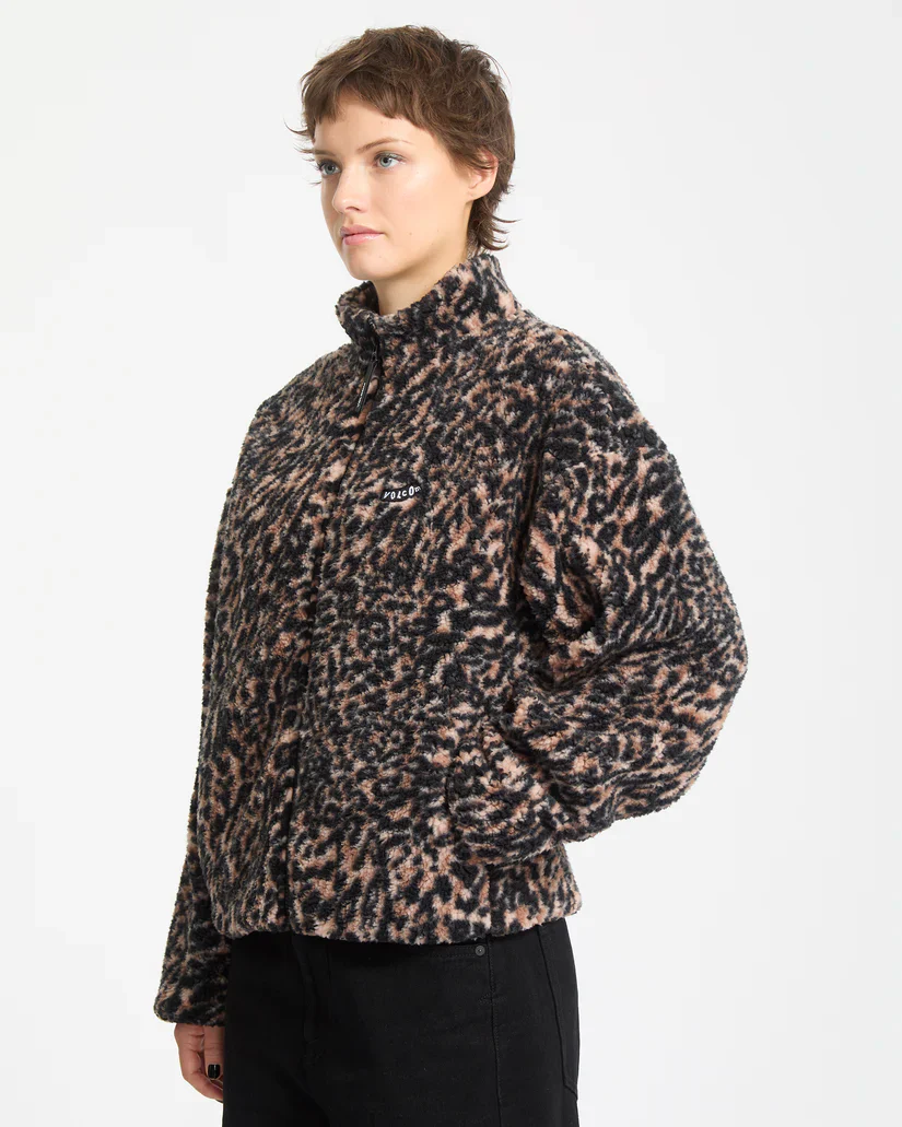 Volcom Women's Wylding Out Zip Sherpa Fleece Animal Print B4832502-ANM - Image 6