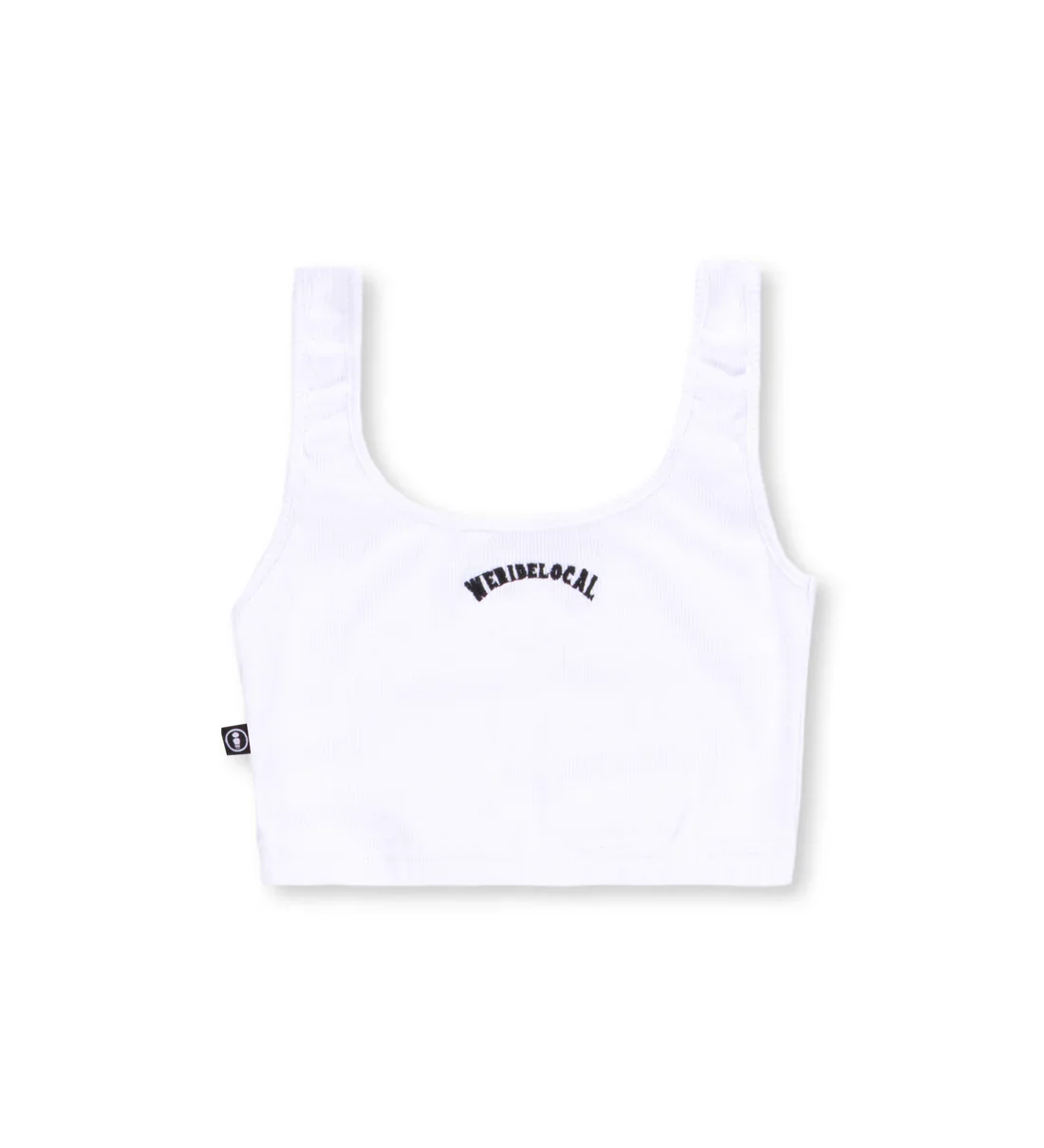 We Ride Local Women's Typo Ribbed Crop Tank Top White FRCTTW_SS26